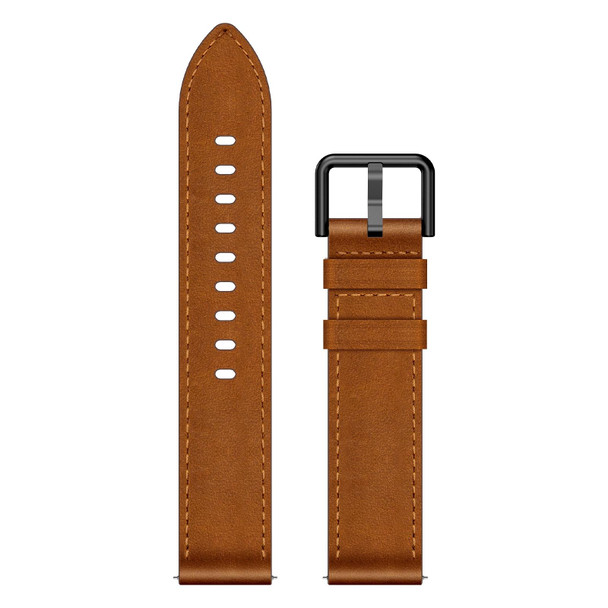 For Samsung Galaxy Watch 4 20mm SX Connector Metal Button Switch Leather Watch Band(Red Brown)