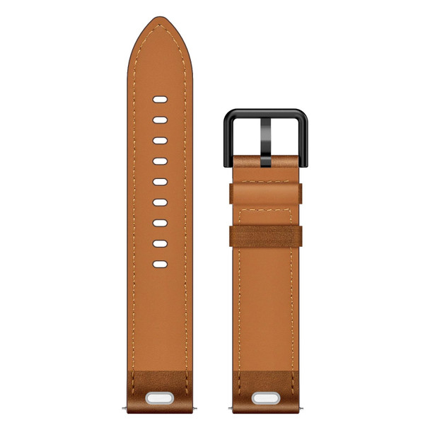 For Samsung Galaxy Watch 3 45mm 22mm SX Connector Metal Button Switch Leather Watch Band(Red Brown)