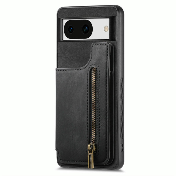 For Google Pixel 9 Pro XL Retro Leather Zipper Wallet Back Phone Case(Black)