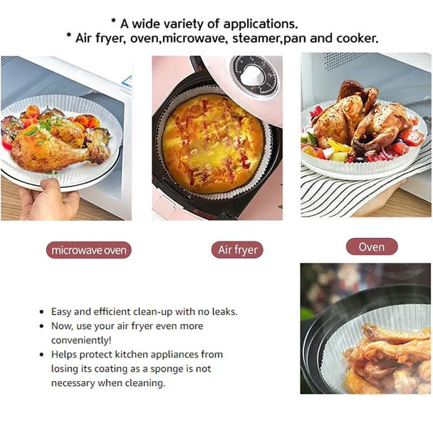 3 PCS Air Fryer Liner Baking Oil-absorbing Oil-proof Paper Tray(Normal Color 50 PCS)