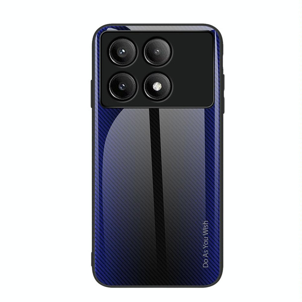For Xiaomi Poco F6 Pro Texture Gradient Glass TPU Phone Case(Dark Blue)