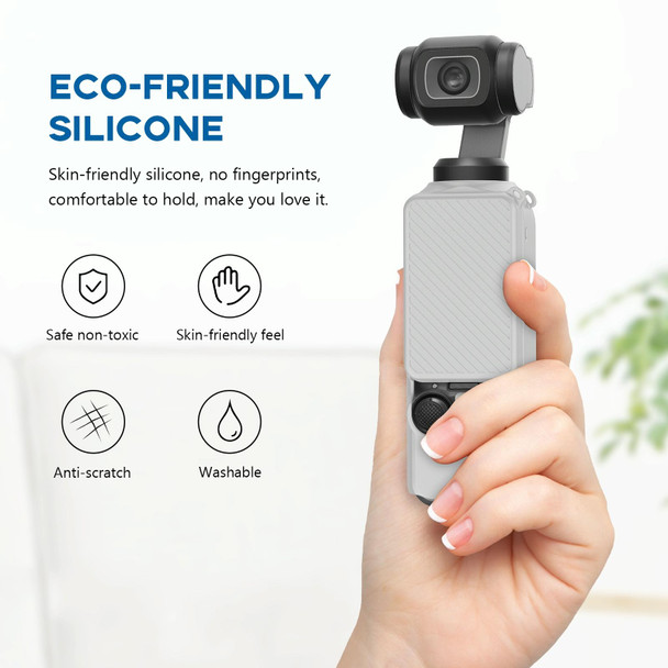 For DJI OSMO Pocket 3 PULUZ  2 in 1 Silicone Cover Case Set with Strap (Grey)