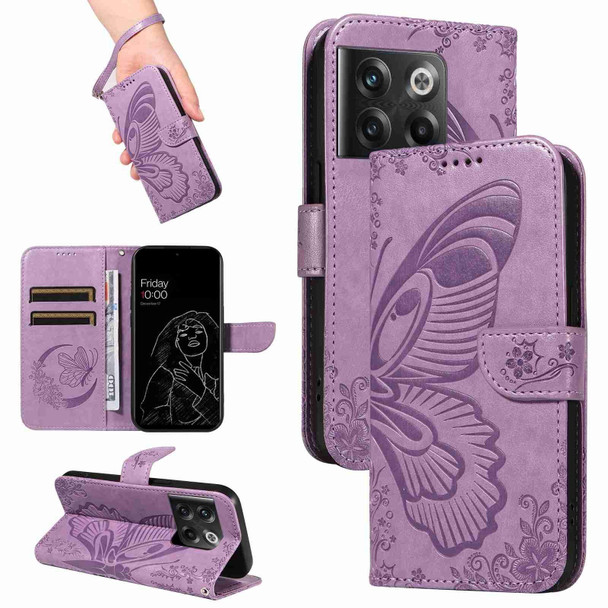 For OnePlus 10T / Ace Pro 5G Swallowtail Butterfly Embossed Leather Phone Case(Purple)