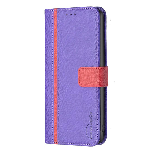 BF13 Color Matching Cross Texture Leatherette Phone Case - iPhone X / XS(Purple)
