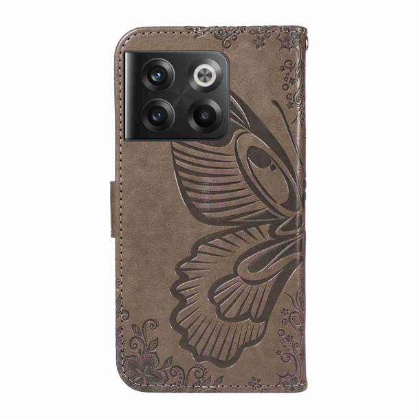 For OnePlus 10T / Ace Pro 5G Swallowtail Butterfly Embossed Leather Phone Case(Grey)