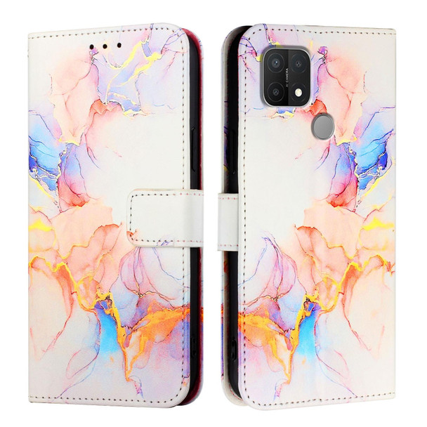 For OPPO A15 / A15s / A35 2021 PT003 Marble Pattern Flip Leather Phone Case(Galaxy Marble White)