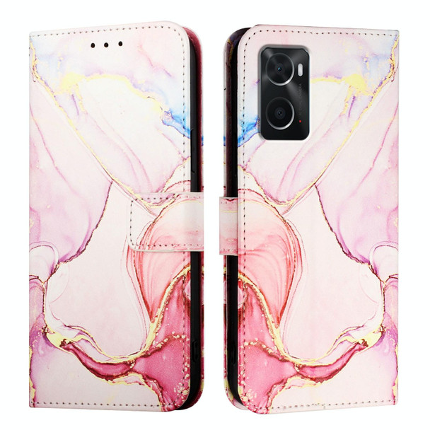 For OPPO A36 4G / A76 4G / A96 4G PT003 Marble Pattern Flip Leather Phone Case(Rose Gold)