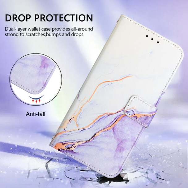 For Realme 10T / 10s / Realme 9i 5G India PT003 Marble Pattern Flip Leather Phone Case(White Purple)
