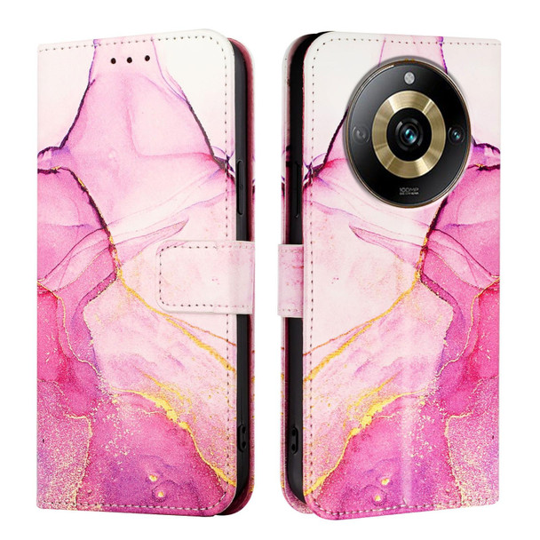 For Realme Narzo 60 Pro Global PT003 Marble Pattern Flip Leather Phone Case(Pink Purple Gold)