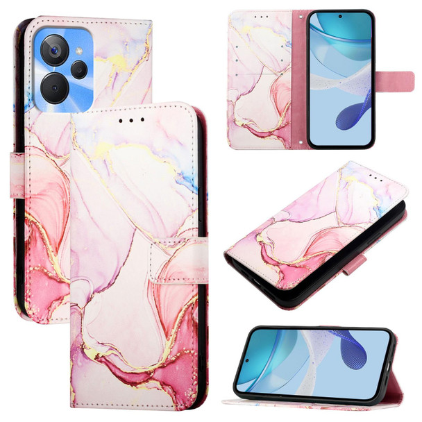For Realme 10T / 10s / Realme 9i 5G India PT003 Marble Pattern Flip Leather Phone Case(Rose Gold)