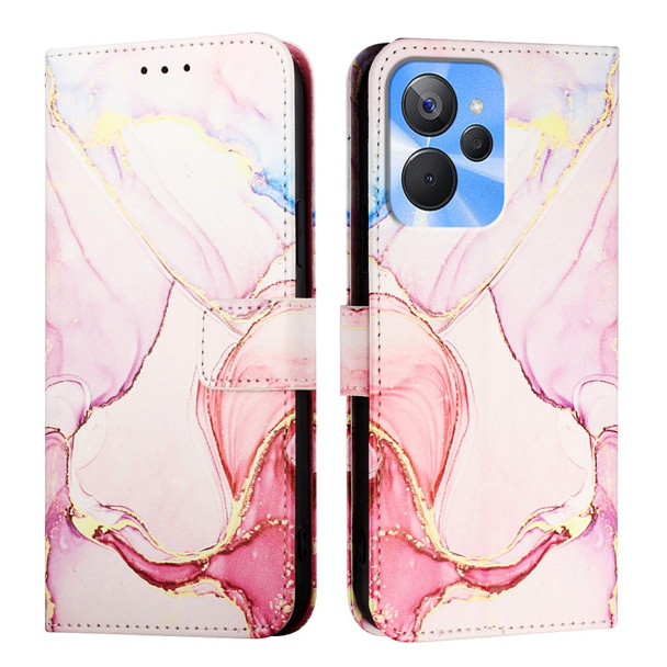 For Realme 10T / 10s / Realme 9i 5G India PT003 Marble Pattern Flip Leather Phone Case(Rose Gold)