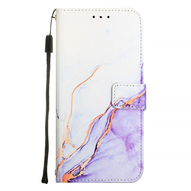 For Realme GT5 5G 204W / Realme GT5 5G PT003 Marble Pattern Flip Leather Phone Case(White Purple)