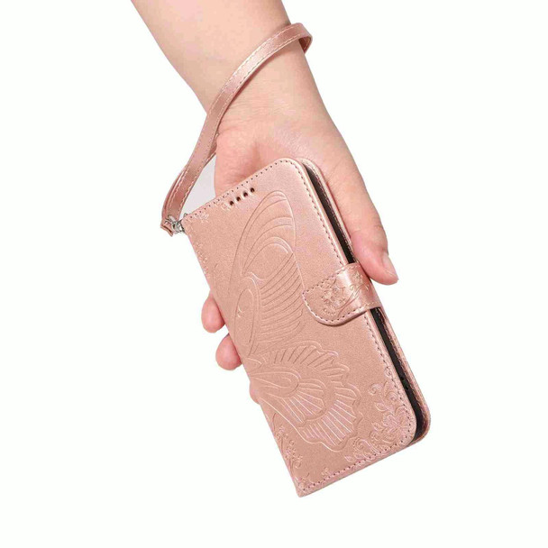 For Sony Xperia 10 IV Swallowtail Butterfly Embossed Leather Phone Case(Rose Gold)