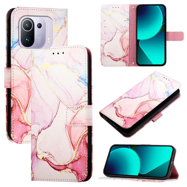 For Xiaomi Mi 11 Pro PT003 Marble Pattern Flip Leather Phone Case(Rose Gold)