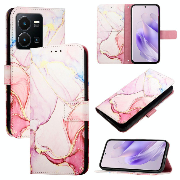 For vivo Y77 5G Global / Y77e 5G PT003 Marble Pattern Flip Leather Phone Case(Rose Gold)