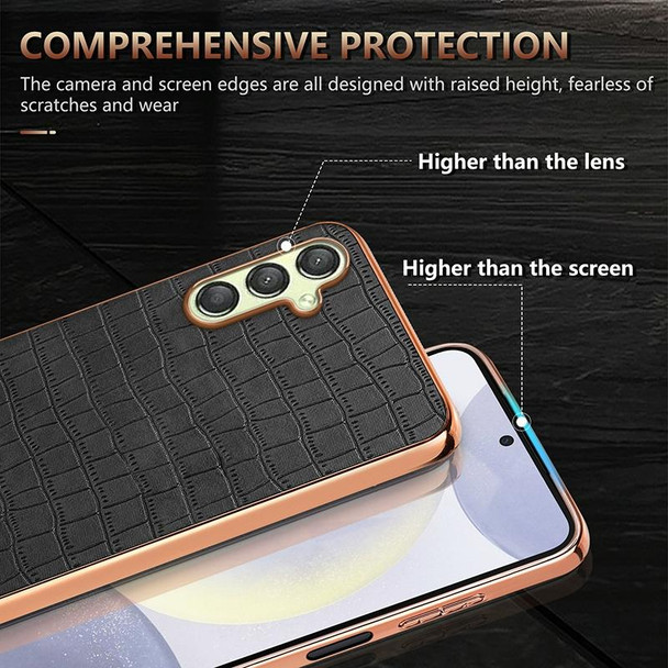 For Samsung Galaxy A05s / M14 AZNS Electroplated Frame Crocodile Texture Full Coverage Phone Case(Green)