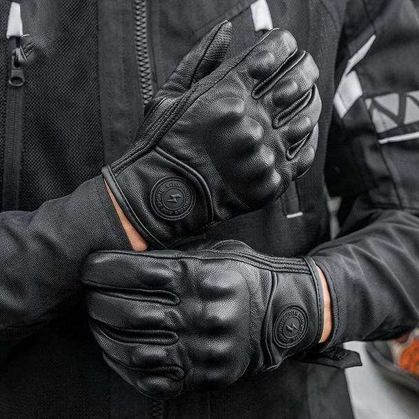 BSDDP Racing Sheepskin Anti-fall Breathable Touch Screen Full Finger Gloves, Size: XXL(Black)