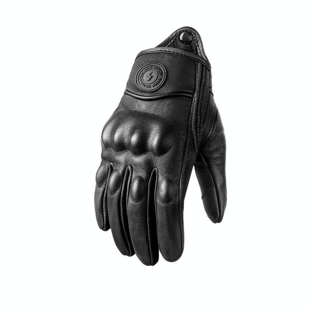 BSDDP Racing Sheepskin Anti-fall Breathable Touch Screen Full Finger Gloves, Size: S(Black)