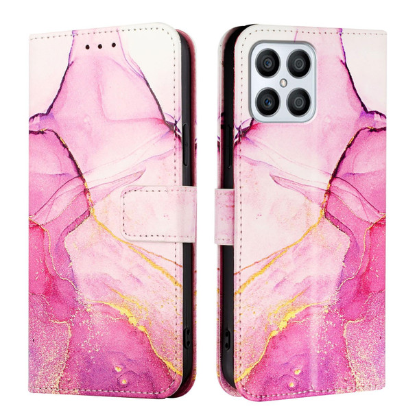 For Honor X8 4G / X30i / Play6T Pro PT003 Marble Pattern Flip Leather Phone Case(Pink Purple Gold)