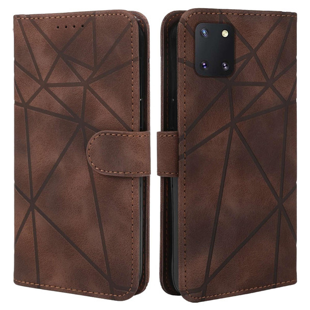 For Samsung Galaxy Note10 Lite Skin Feel Geometric Lines Leather Phone Case(Brown)