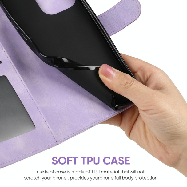 For Samsung Galaxy S10+ Skin Feel Geometric Lines Leather Phone Case(Purple)