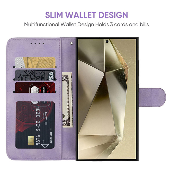 For Samsung Galaxy S24 Ultra 5G Skin Feel Geometric Lines Leather Phone Case(Purple)