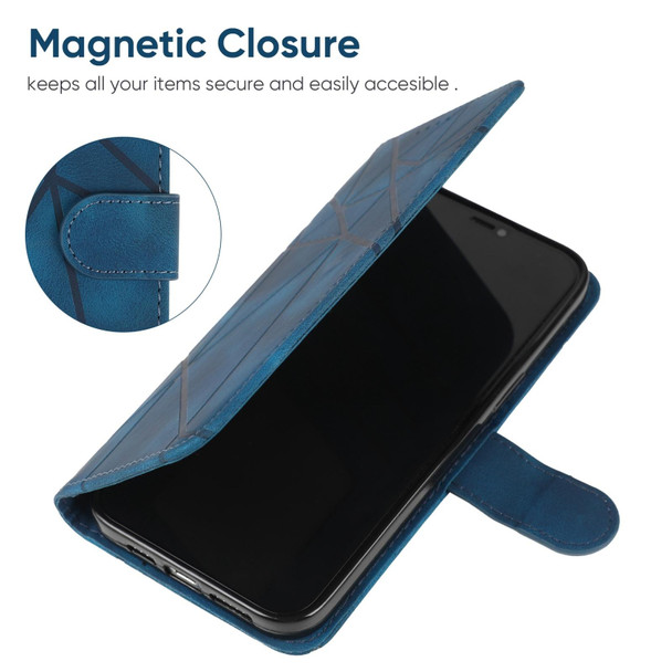 For Samsung Galaxy S20 FE Skin Feel Geometric Lines Leather Phone Case(Blue)