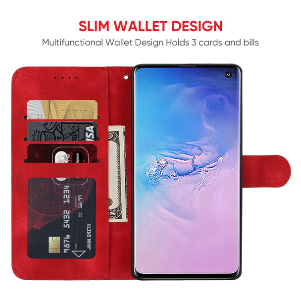 For Samsung Galaxy S10 Skin Feel Geometric Lines Leather Phone Case(Red)