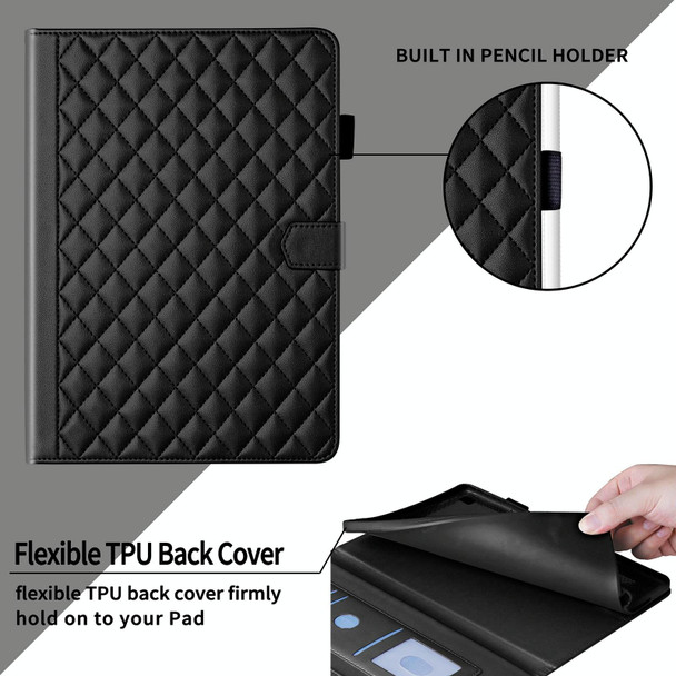 For iPad Air / Air 2 / 9.7 2017 / 2018 Rhombus Lattice Leather Smart Tablet Case(Black)