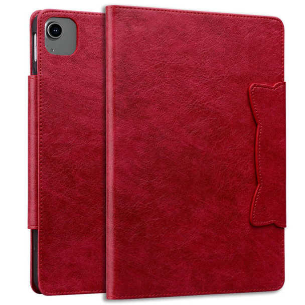 For iPad Pro 12.9 2022 / 2021 / 2020 / 2018 Cat Buckle Leather Smart Tablet Case(Red)