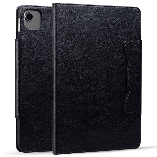 For iPad Pro 12.9 2022 / 2021 / 2020 / 2018 Cat Buckle Leather Smart Tablet Case(Black)