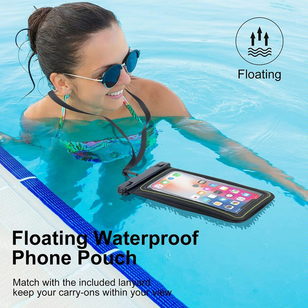 For 6.9-Inch Phone Outdoor Swimming Touch Screen Floating IPX8 30m Waterproof Bag(Black Green)