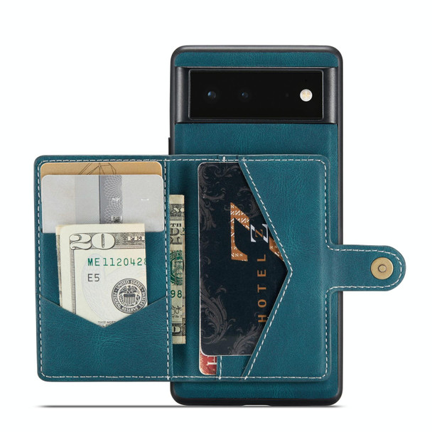 Google Pixel 6A JEEHOOD Retro Magnetic Detachable Phone Case(Blue)