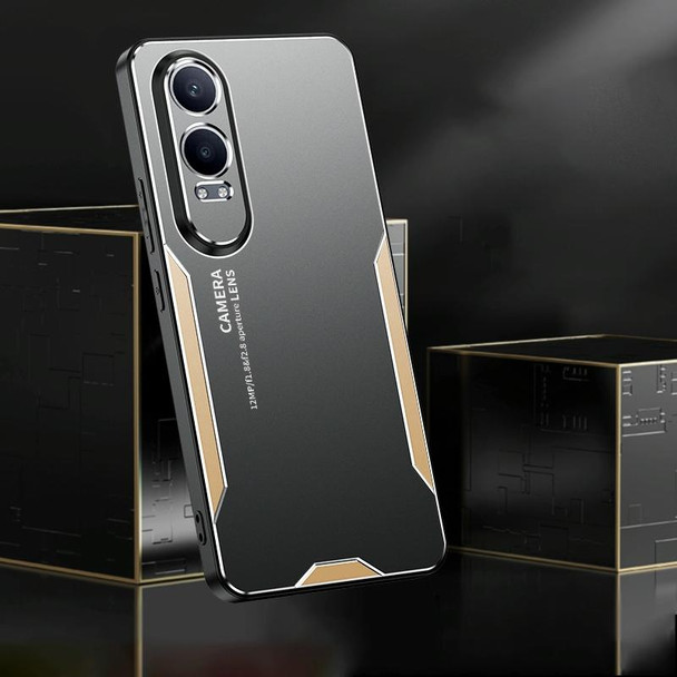 For OPPO  K12X Blade Series TPU Hybrid Metal Phone Case(Gold)