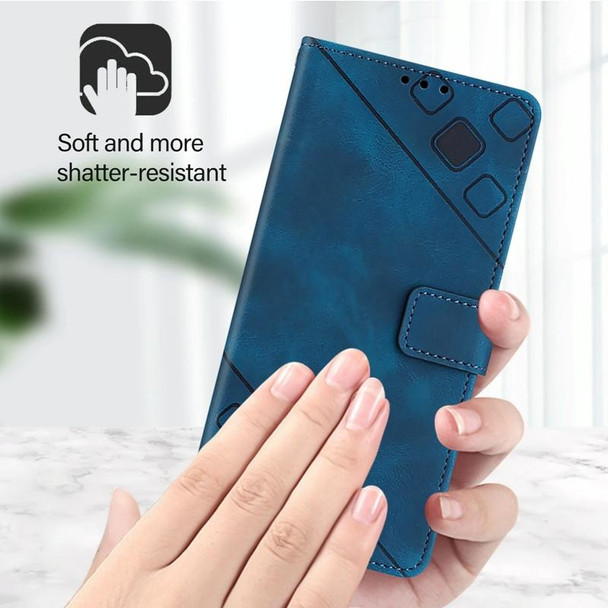 For Motorola Edge 2022 / Edge 5G UW 2022 Skin Feel Embossed Leather Phone Case(Blue)