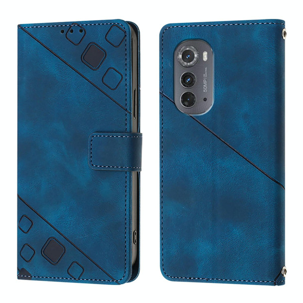 For Motorola Edge 2022 / Edge 5G UW 2022 Skin Feel Embossed Leather Phone Case(Blue)