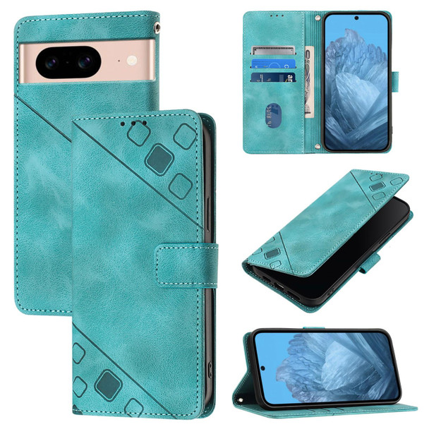 For Google Pixel 8a Skin-feel Embossed Leather Phone Case(Green)