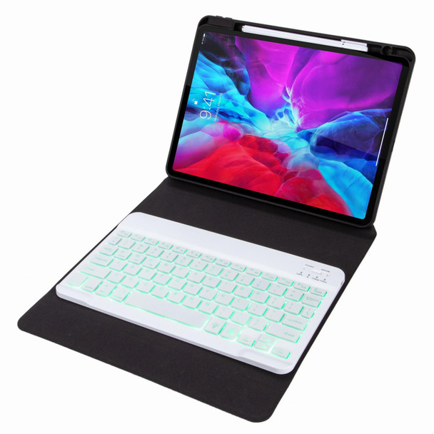 H-102S Monochrome Backlight Bluetooth Keyboard Leather Case with Rear Three-fold Holder - iPad 10.2 2020 & 2019 / Pro 10.5 inch(Rainbow)