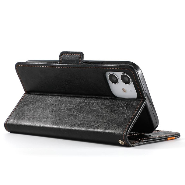 CaseNeo Business Splicing Dual Magnetic Buckle Horizontal Flip PU Leatherette Case with Holder & Card Slots & Wallet - iPhone 12 mini(Black)