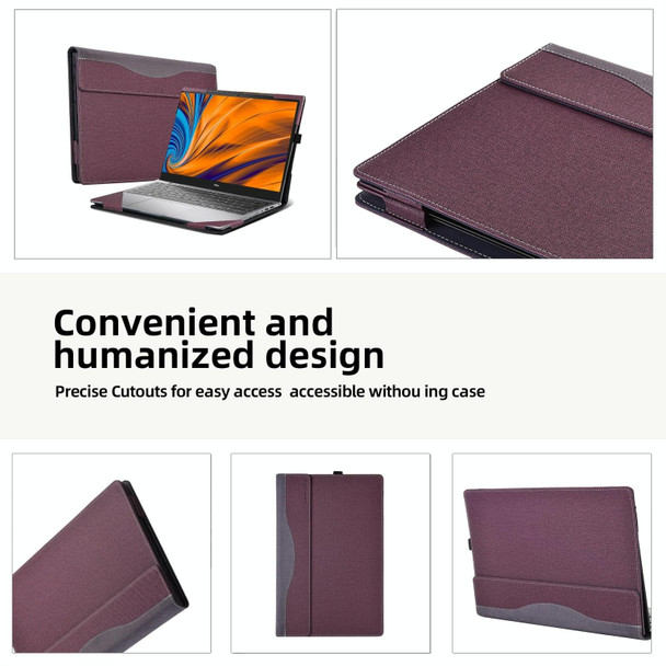 For HP Envy X360 14 inch 14t-es / 14-es Leather Laptop Shockproof Protective Case(Wine Red)