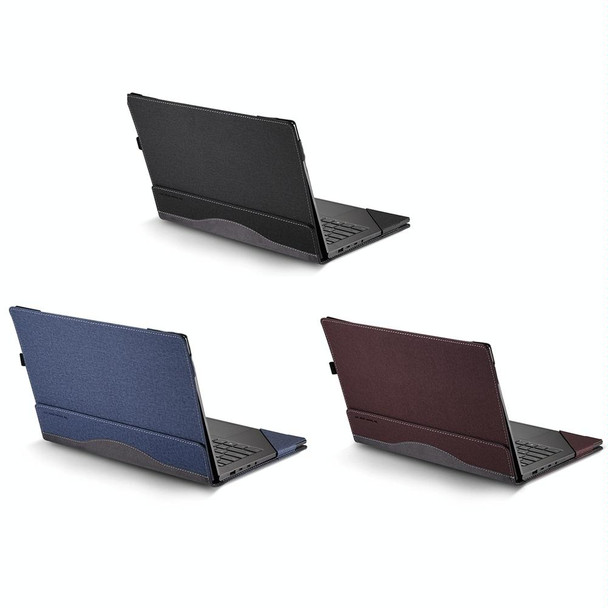 For HP Envy X360 13 inch 13-bf / 13t-bf Leather Laptop Shockproof Protective Case(Dark Blue)