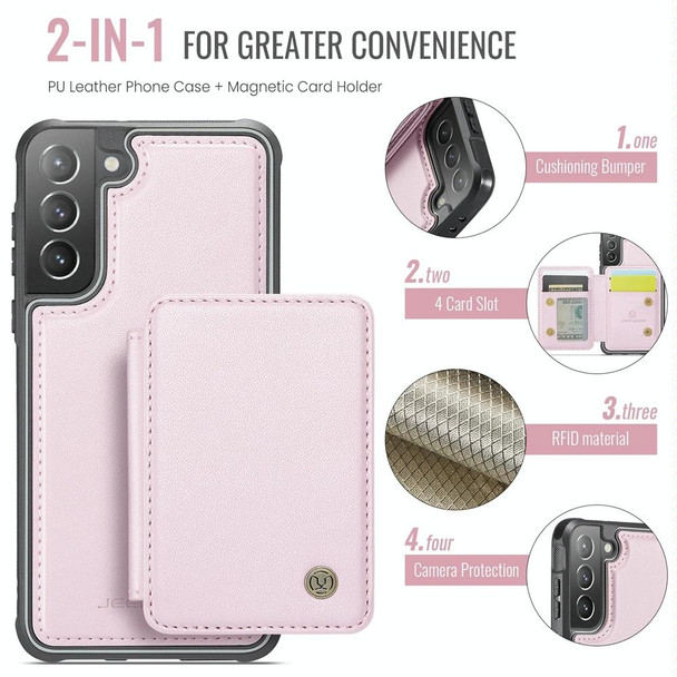For Samsung Galaxy S21+ 5G JEEHOOD J05 Business Magnetic Style RFID Leather Phone Case(Pink)