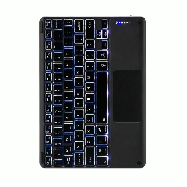 H-102CS Touch Backlight Bluetooth Keyboard Leather Case with Rear Three-fold Holder - iPad 10.2 2020 & 2019 / Pro 10.5 inch(Black)