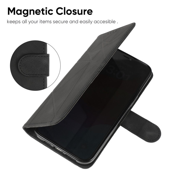 For Google Pixel 7 Skin Feel Geometric Lines Leather Phone Case(Black)