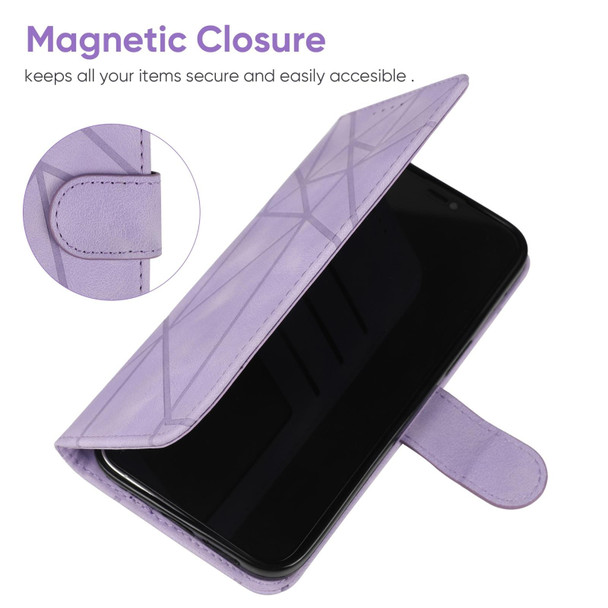 For Google Pixel 8a Skin Feel Geometric Lines Leather Phone Case(Purple)