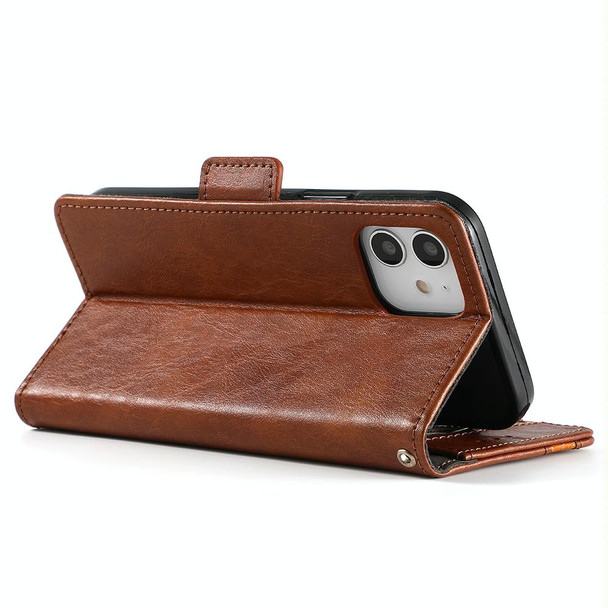 CaseNeo Business Splicing Dual Magnetic Buckle Horizontal Flip PU Leatherette Case with Holder & Card Slots & Wallet - iPhone 11 Pro Max(Brown)