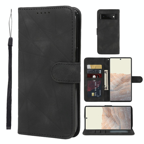 For Google Pixel 6 Skin Feel Geometric Lines Leather Phone Case(Black)