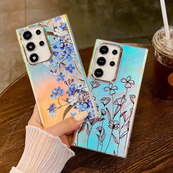 For Samsung Galaxy A25 5G Electroplating Laser Flower Texture TPU Phone Case(Cosmos Flower AH7)