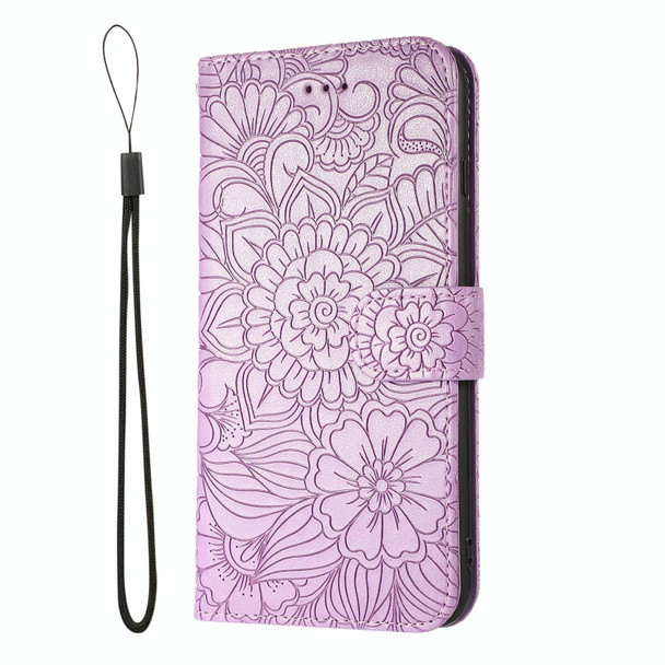 Skin Feel Embossed Sunflower Horizontal Flip Leather Case with Holder & Card Slots & Wallet & Lanyard - iPhone 6 Plus / 6s Plus(Purple)