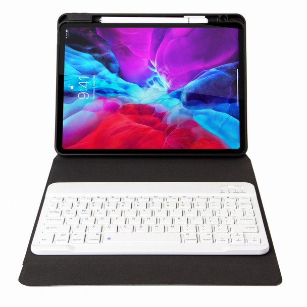 H-097 Bluetooth Keyboard Leather Case with Rear Three-fold Holder - iPad 9.7 2018 & 2017(Purple)